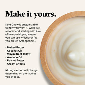 Keto Chow Vanilla Cream fridge storage jar with flavor developing over time