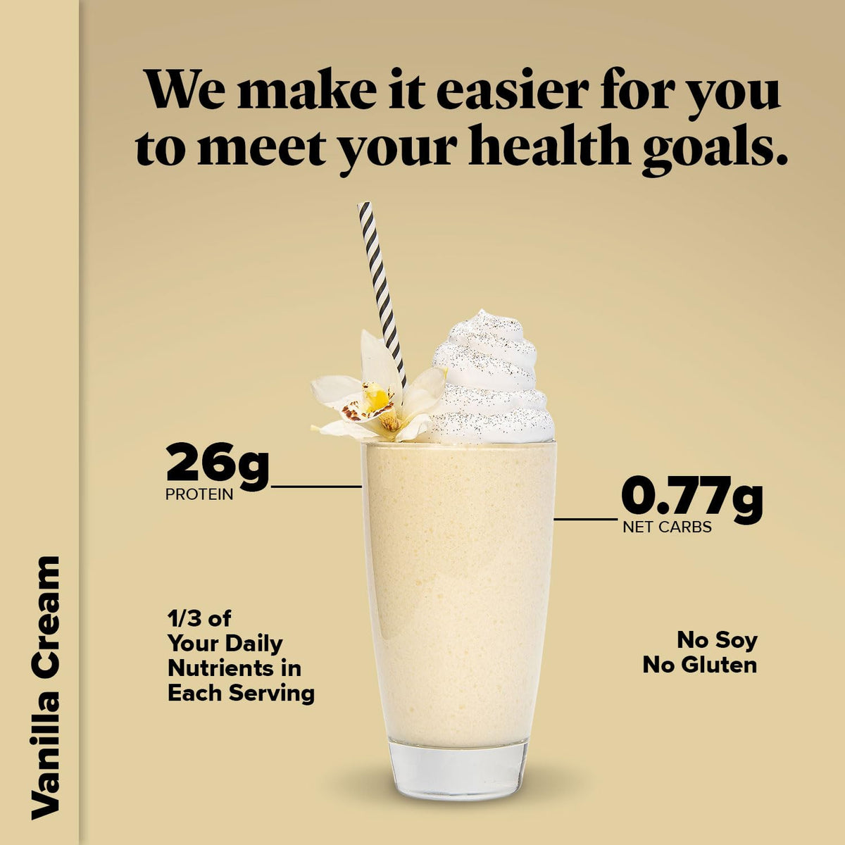 Keto Chow Vanilla Cream mixed shake in glass, creamy and convenient