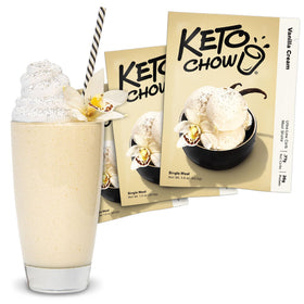 Keto Chow Vanilla Cream packet ready for easy keto meal prep
