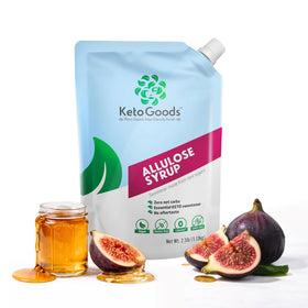 Keto Goods Allulose sweetener bottle on the counter highlighting zero-calorie sweetness
