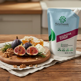 Keto Goods Allulose syrup label shows vegan and kosher certification