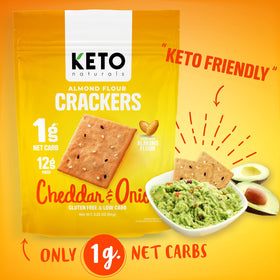 Keto Naturals almond flour crackers closeup with crisp texture.