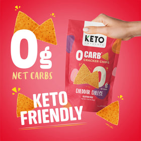 Keto Naturals cheddar keto crackers, three-pack pack shot, ideal for on-the-go snacking.