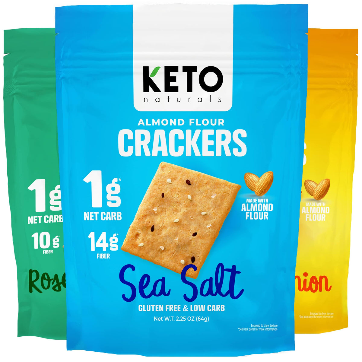 Keto Naturals keto crackers sea salt gluten-free snack with high fiber