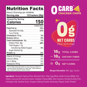 Keto Naturals low-carb crackers with cheese, versatile dipping-friendly snack.