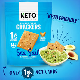 Keto Naturals sea salt crackers serving bowl, perfect for dips.
