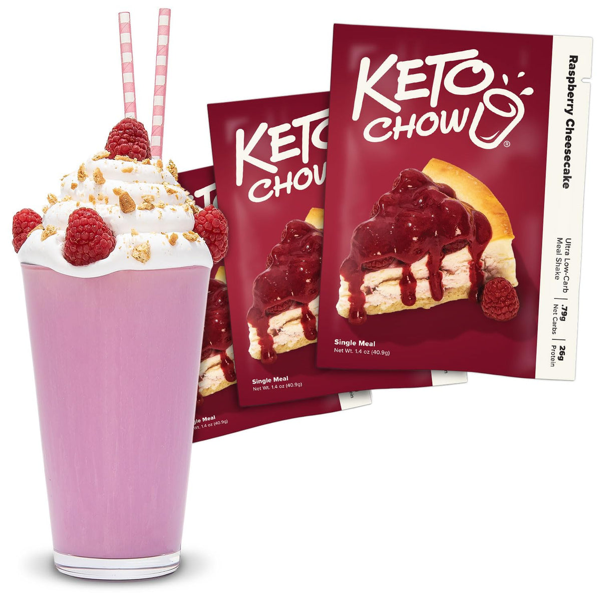 Keto Chow Raspberry Cheesecake powder for quick keto meals