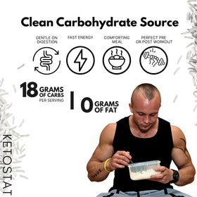 Ketostat Rice Cream scoop included beside the 3 lb bag for easy serving.
