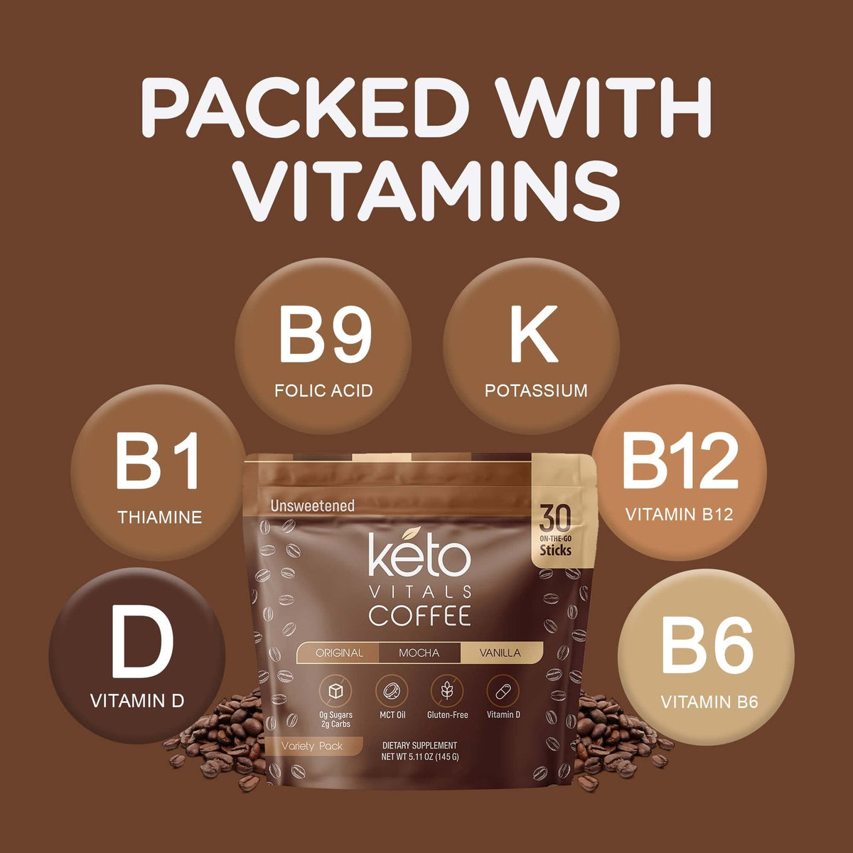 Keto Vitals MCT oil bottle shown alongside for a creamy blend