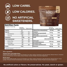 Keto Vitals Vanilla instant coffee pack with aromatic flavor for a morning ritual