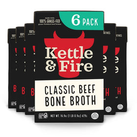 Kettle & Fire beef broth bottle shows clean ingredients and rich flavor for a quick meal
