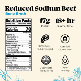 Kettle & Fire organic beef bone broth ingredients label highlighting organic vegetables