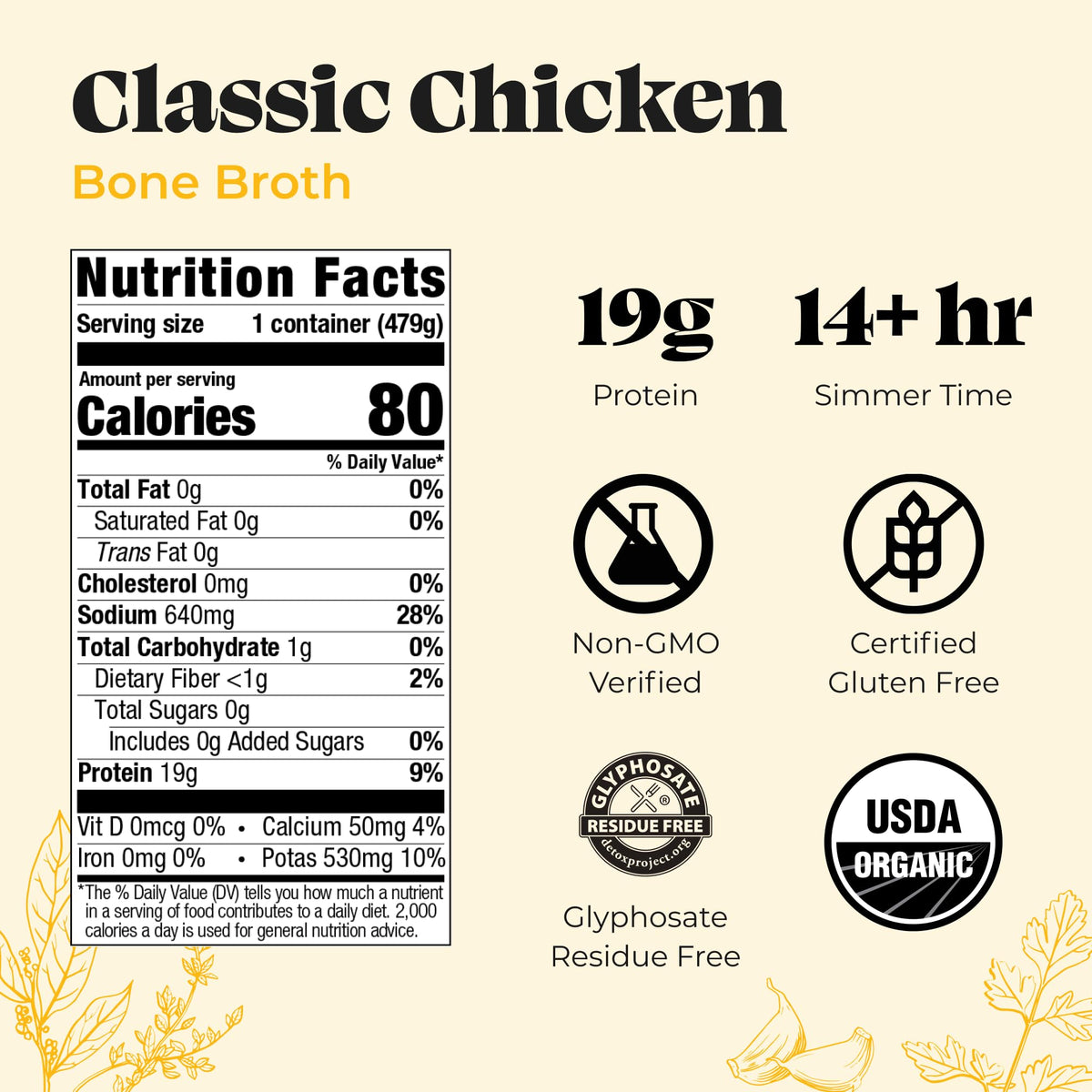 Kettle & Fire pasture-raised chicken bones broth for nourishment