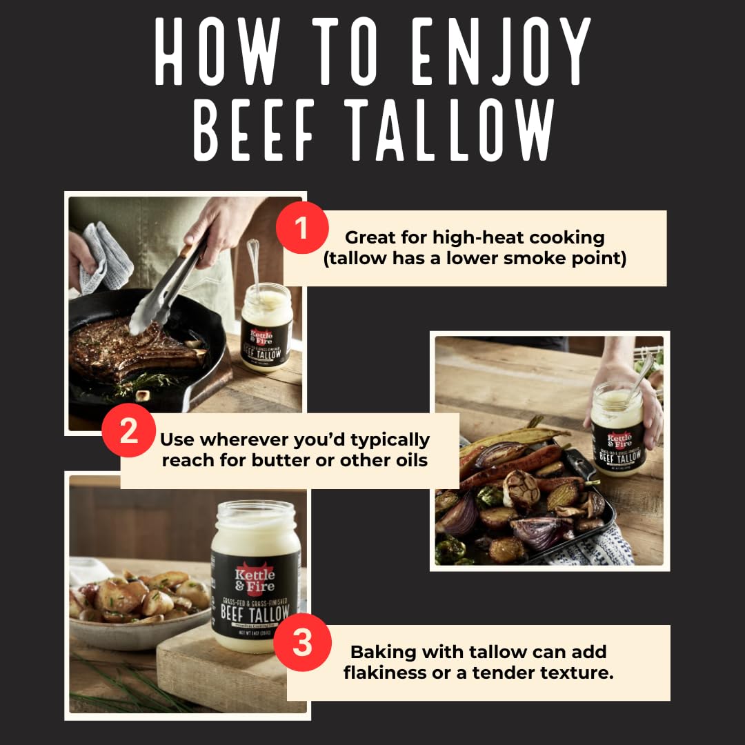 Kettle & Fire beef tallow cooking setup for roasting.