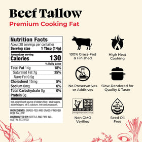 Kettle & Fire tallow in pan for frying, slow-rendered flavor.