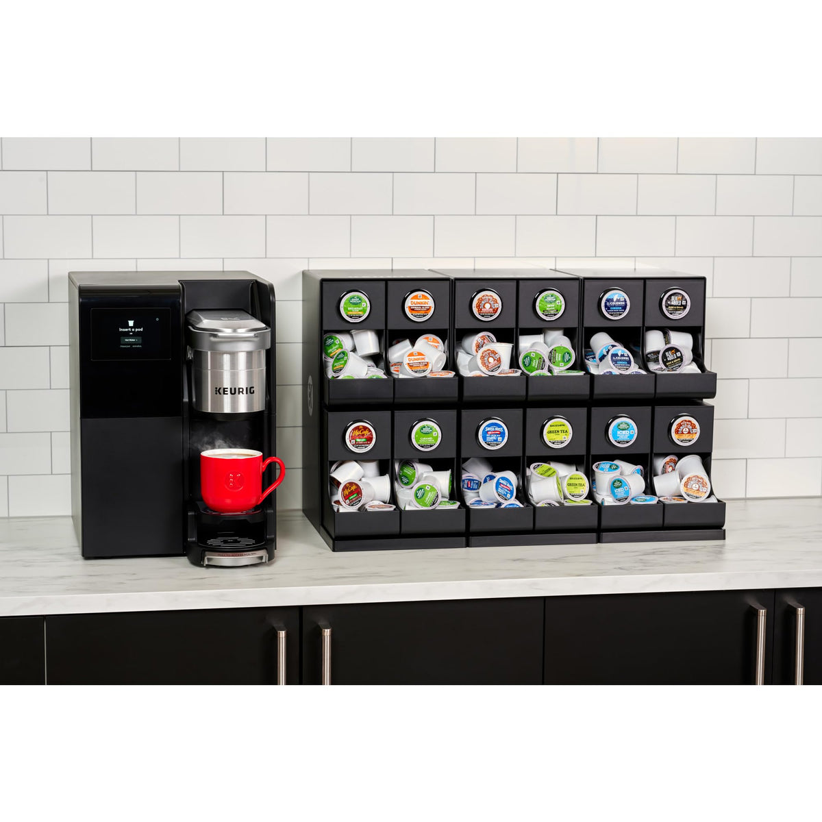 Keurig 12ct Modular Merchandiser in office break room supports quick selection