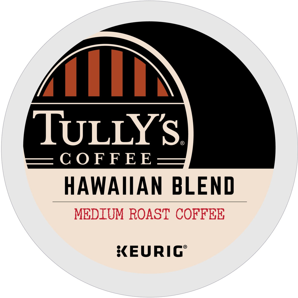 Keurig brewer with TULLY'S Hawaiian Blend for a balanced cup.