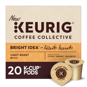Keurig Coffee Collective Bright Idea pod pack showing citrus and walnut notes.