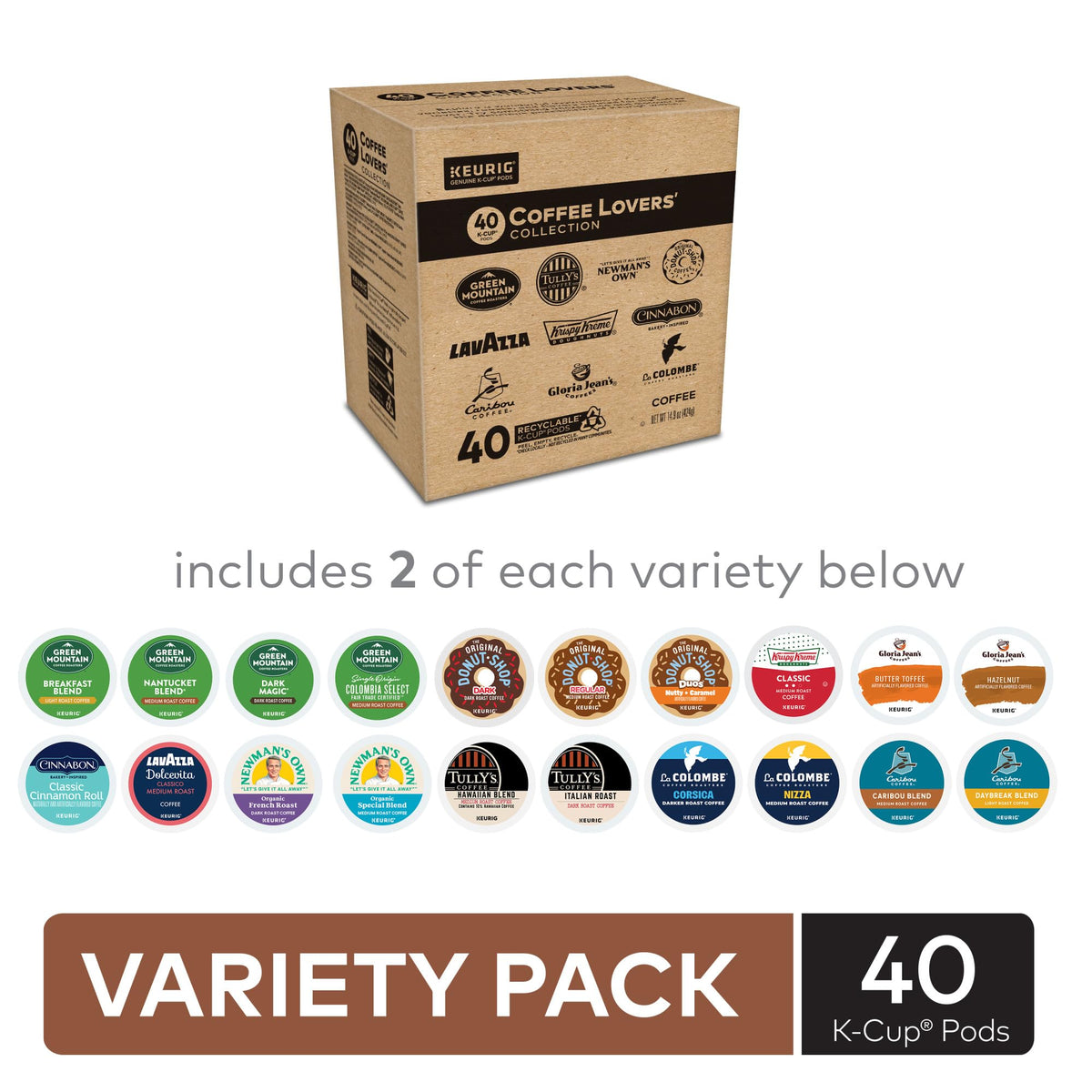Keurig Coffee Lovers Collection 40 K-Cup pods highlight convenient, quick coffee every day.