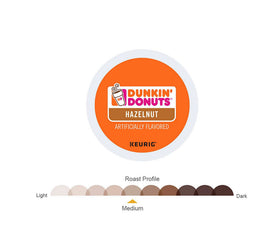 Keurig Dunkin Hazelnut K-Cups ready for brewing, aroma-filled mornings.