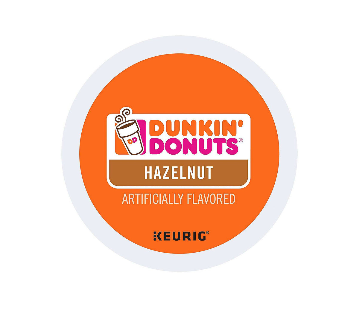 Keurig Dunkin Hazelnut packaging change image highlighting updated lid design.