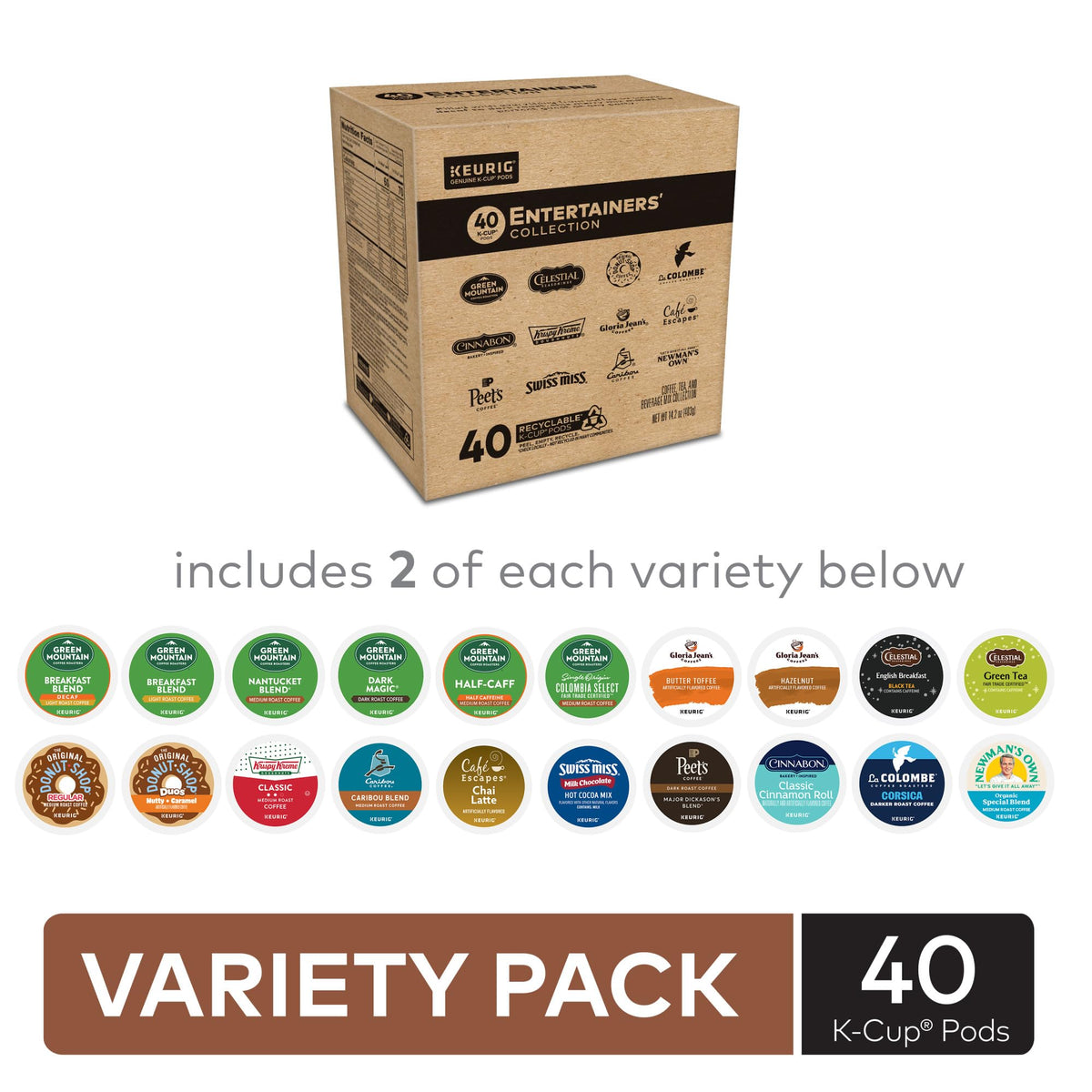 Keurig Entertainers pods in a 40-count variety for easy beverage choices.