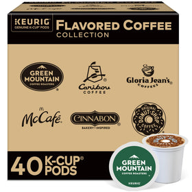 Keurig flavored coffee collection box front for quick mornings