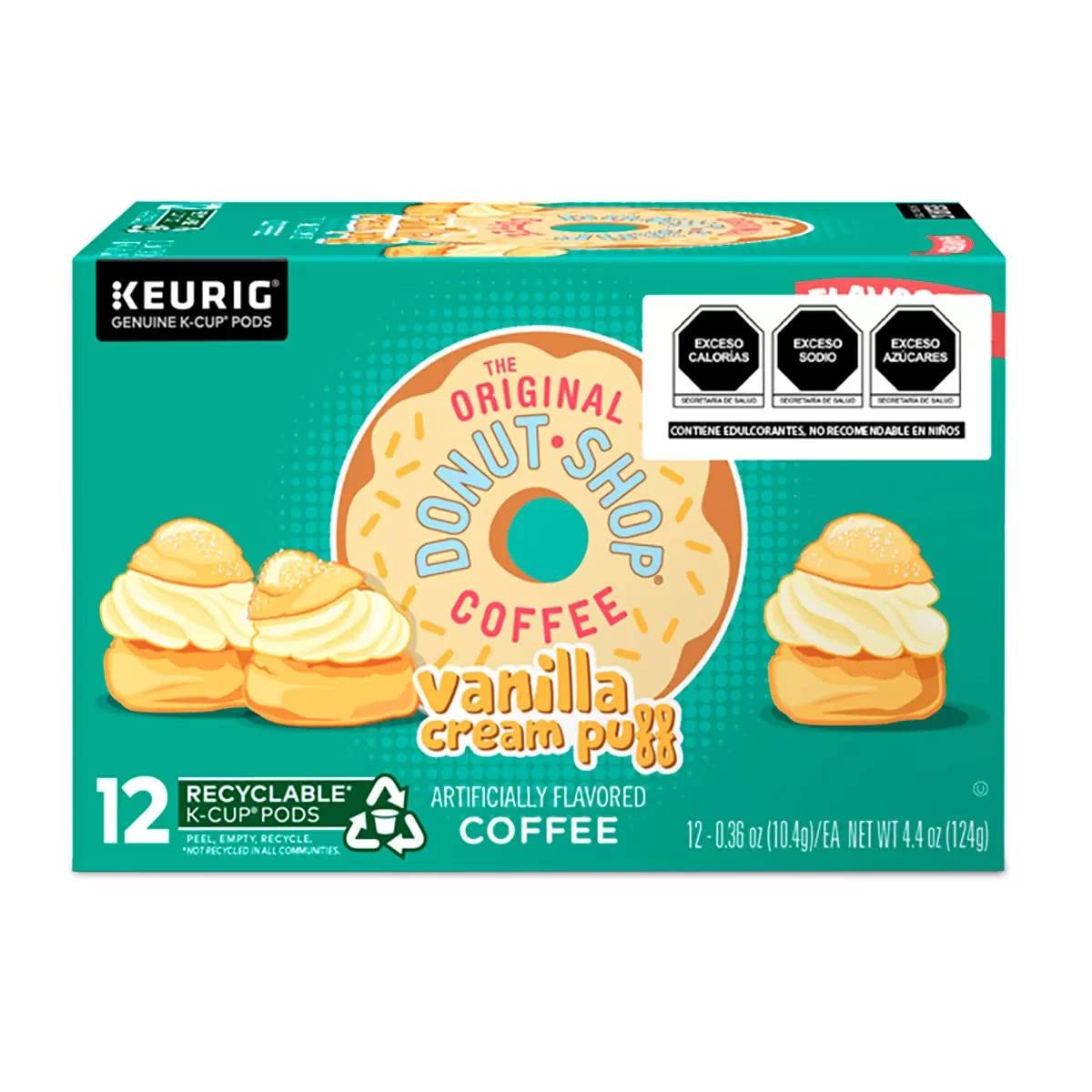 Keurig Green Mountain Donut Shop Vanilla Puff box front, ready-to-brew aroma