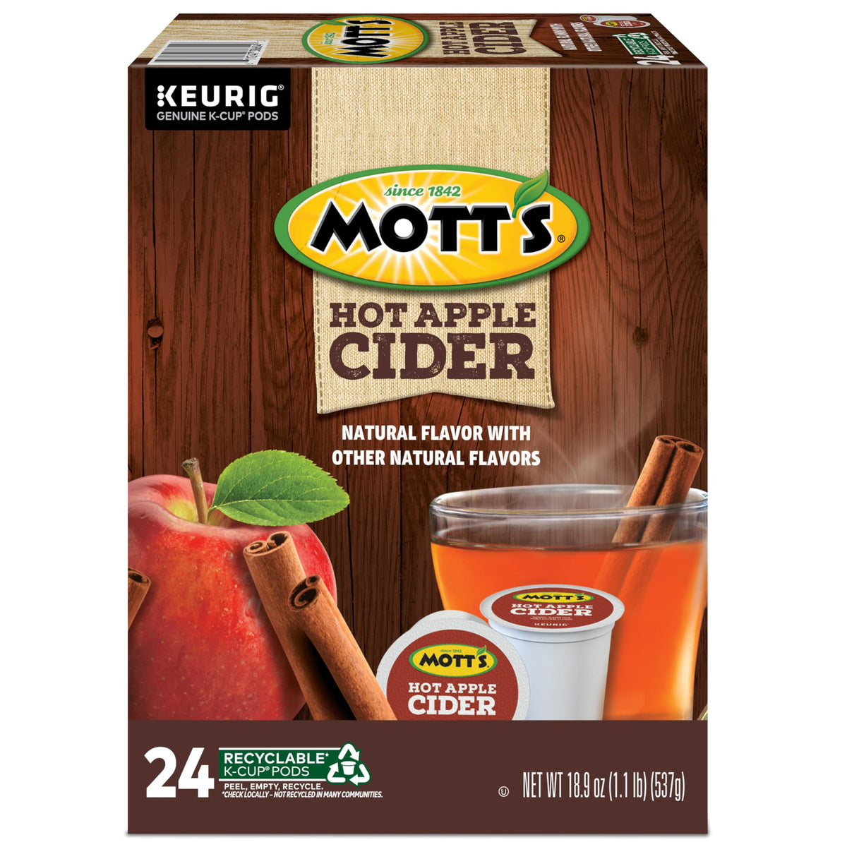 Keurig Mott's Apple Cider in an office breakroom setup for quick refreshments.