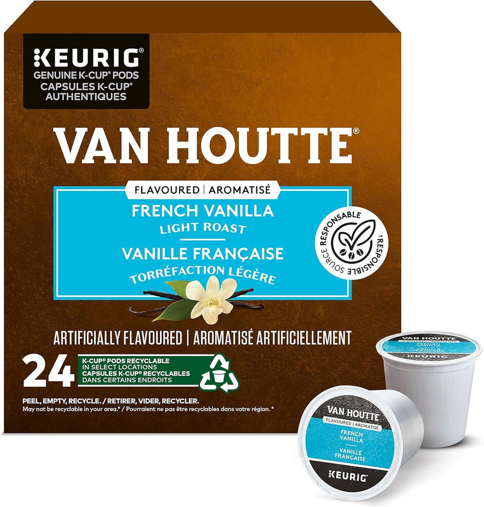 Keurig Van Houtte French Vanilla K-Cups in sealed packaging preserve freshness