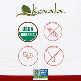 Kevala bottle used as a gentle hair rinse for shine.