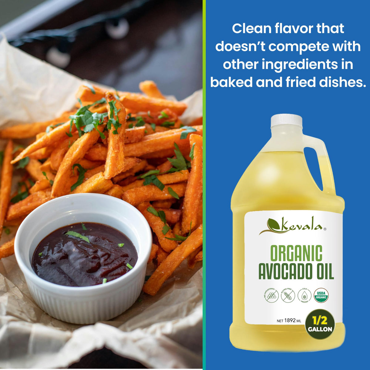 Drizzled Kevala avocado oil on a fresh salad