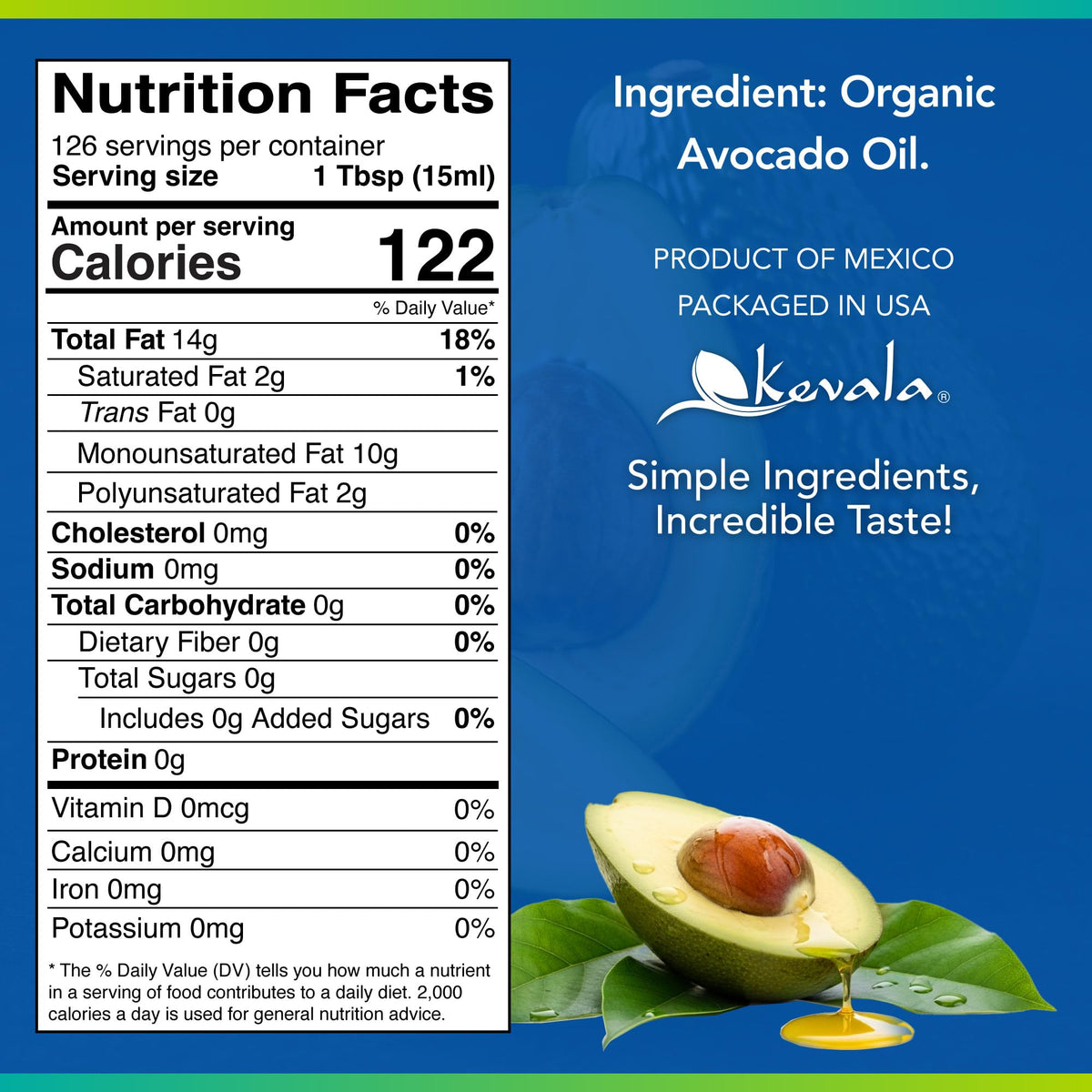 Close-up of Kevala avocado oil pouring for sautéing