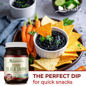 Kevala Black Tahini texture closeup reveals rich color for dressings