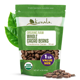 Kevala cacao beans sun-dried in a resealable bag for natural snacking