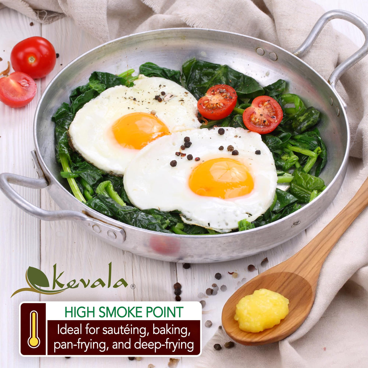 Kevala ghee roasting-vegetables shows versatile cooking for roasting and finishing.