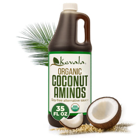 Kevala Coconut Aminos bottle being poured as a soy-free sauce base