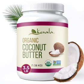 Kevala Coconut Butter 56oz jar closeup for versatile cooking fat.