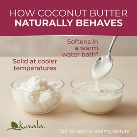Melted Kevala coconut butter in a warm sauce for creamy texture.