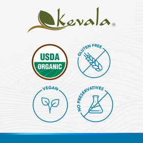 Kevala Coconut Nectar label emphasizing organic and vegan sourcing