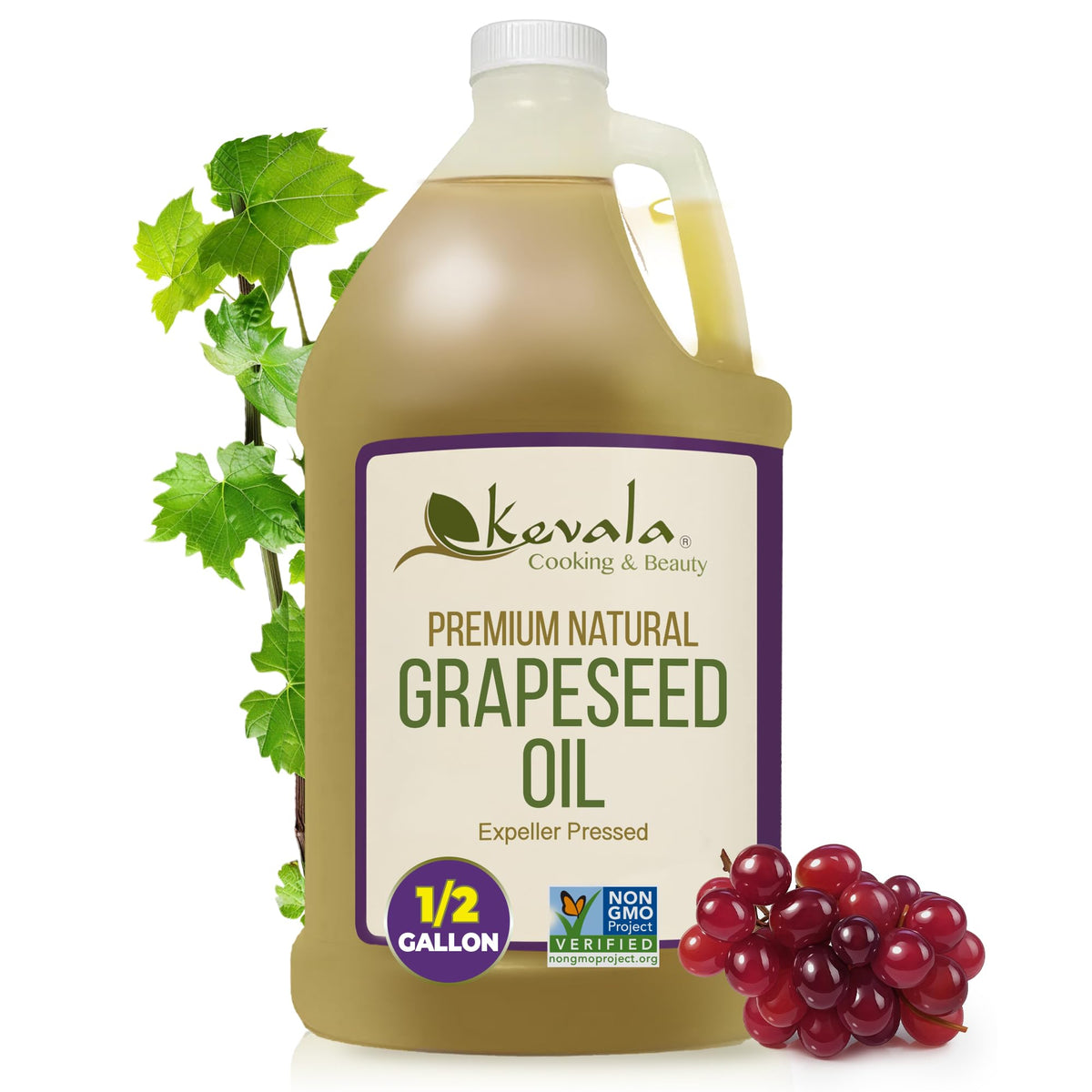 Kevala Grapeseed Oil bottle illustrating a versatile cooking partner and quality.