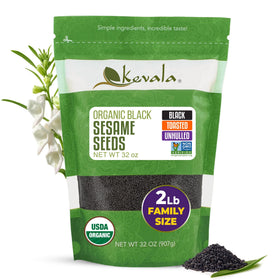 Kevala black sesame seeds bag front showcases premium organic seeds for baking and cooking.