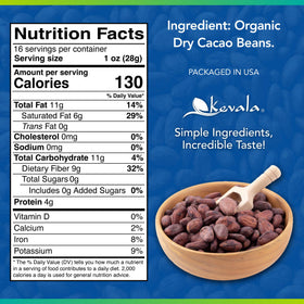 Kevala organic cacao beans ready to eat as a vegan snack