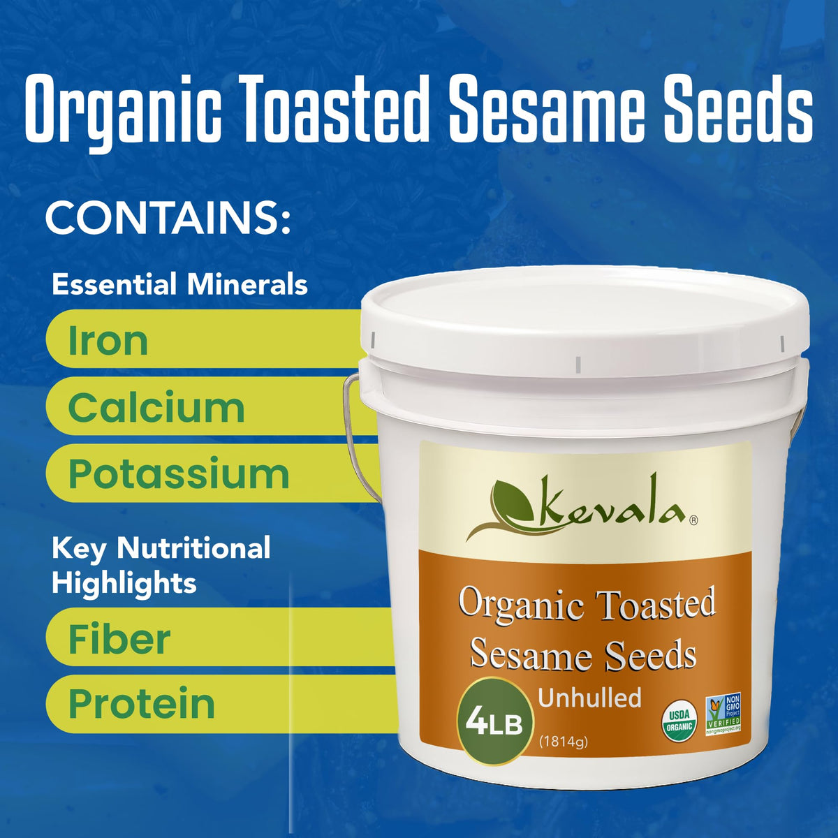 Kevala organic sesame seeds ideal for tahini base and dairy-free recipes