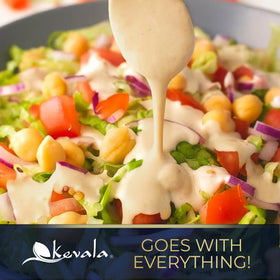 Kevala Organic Sesame Tahini dressing bowl suggests versatile sauce base for salads.