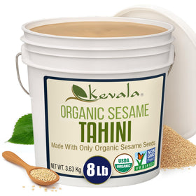 Kevala Organic Sesame Tahini jar shows creamy texture for dressings