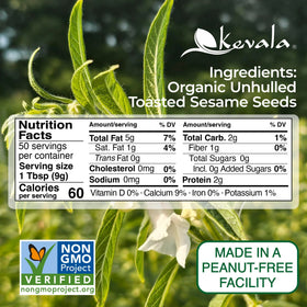 Kevala organic sesame seeds closeup crunch ideal for topping bowls and snacks.