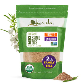 Kevala organic toasted sesame seeds in a resealable bag for cooking