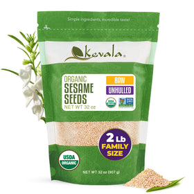 Kevala raw sesame seeds unhulled in a resealable bag, freshness preserved for cooking.