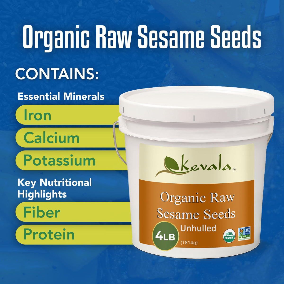 Kevala raw sesame seeds unhulled bagels topping — enhances bagels with crunchy sesame finish